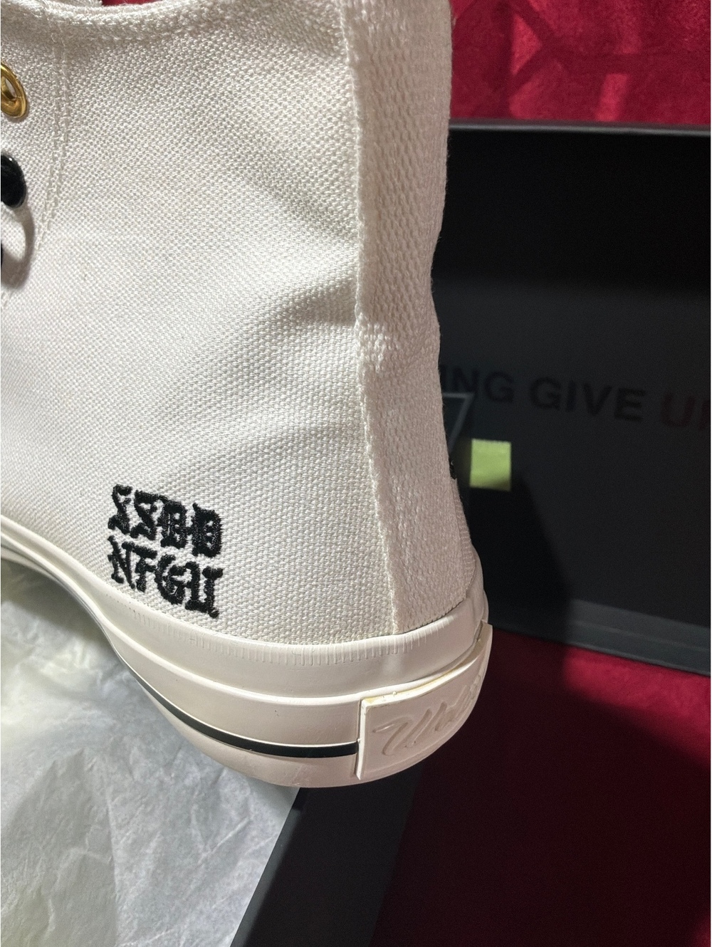 NEVER F*CKING GIVE UP Men's High Top Embroidered Canvas Sneakers